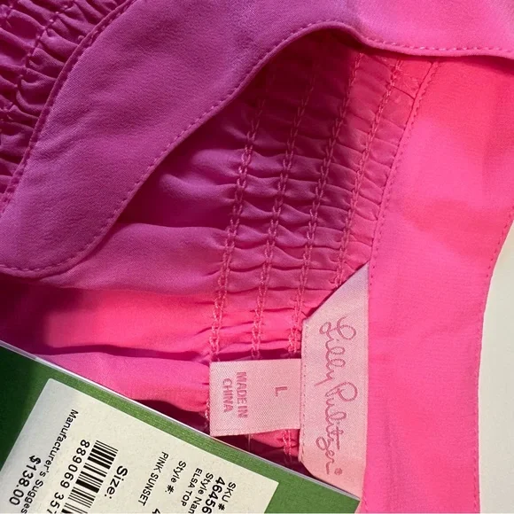 New Lilly Pulitzer Women Large Pink Lightweight Longsleeve Top - Picture 2 of 7